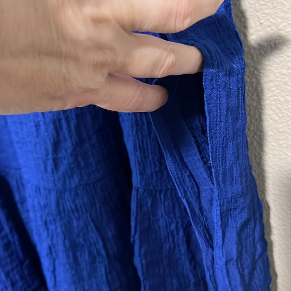 NWT Knox Rose Crinkle Gauze Midi Dress Royal Cobalt Blue Tiered Boho Pockets - Picture 4 of 12